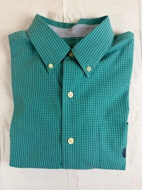 Chaps Teal Check Button-Down Shirt